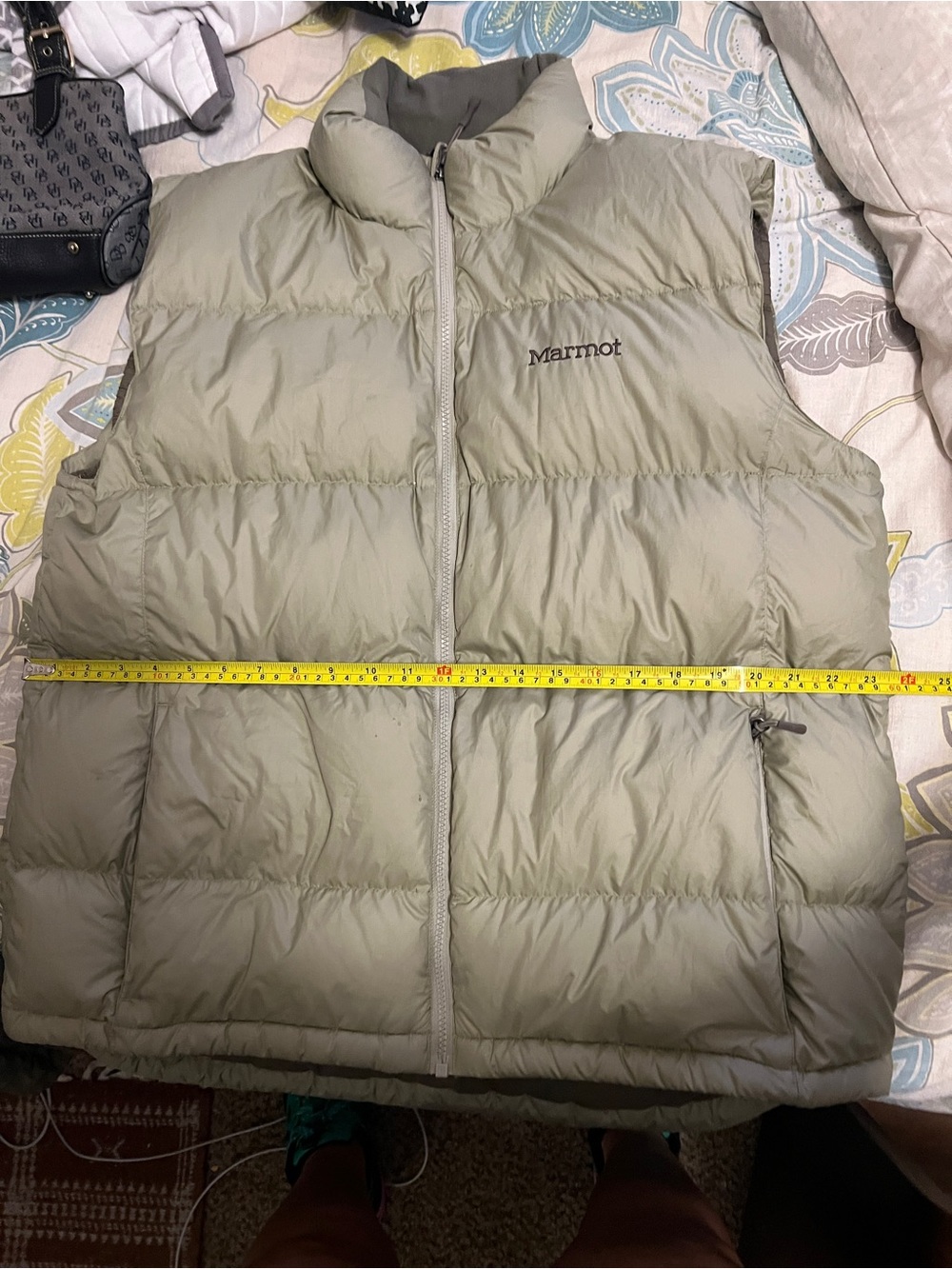 Marmot Men's Light Sage Green Quilted Down Vest - Picture 7 of 7